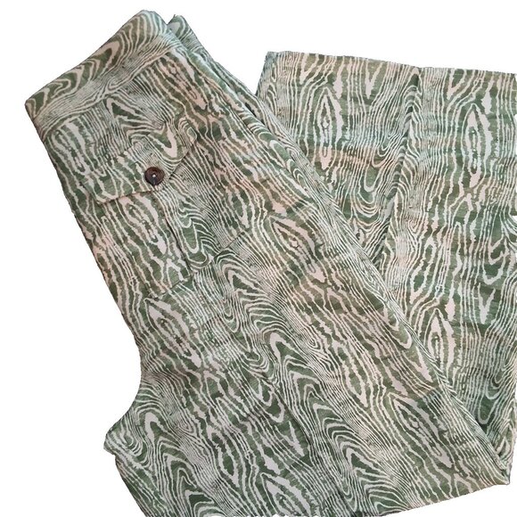C/Meo Collective Arbor Wide-Leg Pants Sz M Green/White Woodgrain Print Bohemian - Picture 12 of 12